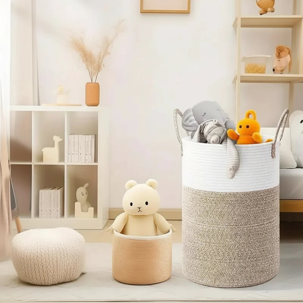Cesto di corda – Cesto pieghevole in cotone per una conservazione elegante
