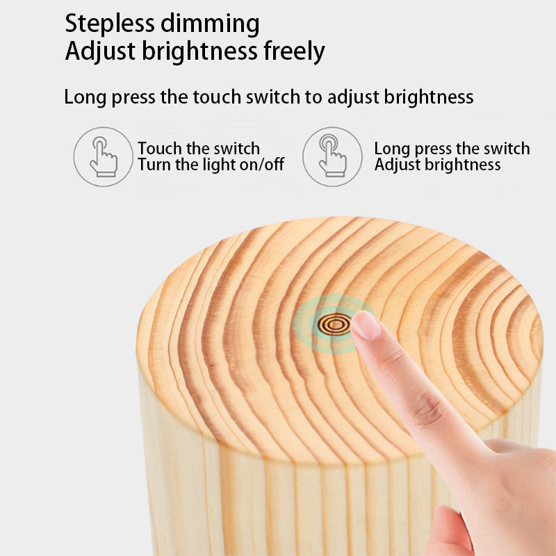 Lampada da Tavolo Notturna Touch LED in Legno Creativo