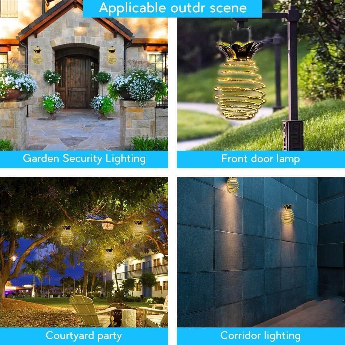 Lanterna in Ferro a Forma di Ananas Solare LED con Filo di Rame per Esterni, Impermeabile, Luci Decorative da Giardino Appese