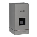 Sences Vetro Tinto Grigio Fumo Trasparente, Coperchio in Faggio Nero, Diffusore di Reed Oversized
