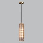 Lampada a Sospensione Reagan in Ottone Antico e Cristallo