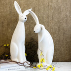 Decorazione in Ceramica Bianca Ralphie con Coniglio