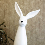 Decorazione in Ceramica Bianca Ralphie con Coniglio