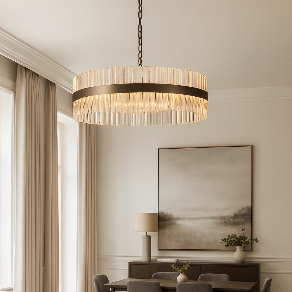 Lampadario in Tubo di Lucite Bronzo Londra