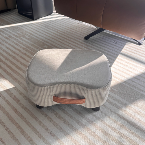 Poggiapiedi Contemporaneo Nordic Cuboid Portatile in Tessuto Sintetico senza Schienale e Braccioli per Soggiorno