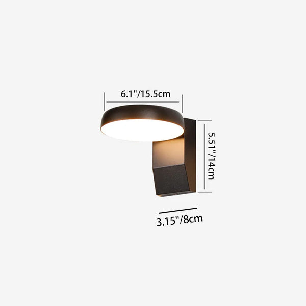 Lampada da parete LED rotonda quadrata in alluminio PC impermeabile rotante minimalista moderna per patio esterno