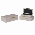 Set di 3 Scatole in Faux Shagreen Taupe