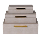 Set di 3 Scatole in Faux Shagreen Taupe