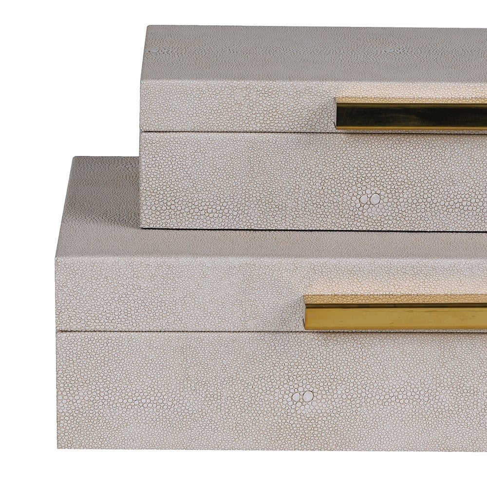 Set di 3 Scatole in Faux Shagreen Taupe