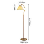 Lampada da terra in legno massello, ferro e tessuto, stile giapponese vintage con 1 luce