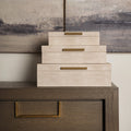 Set di 3 Scatole in Faux Shagreen Taupe