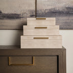 Set di 3 Scatole in Faux Shagreen Taupe