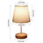 Lampada da Tavolo LED a Cono in Tessuto di Legno Massello Nordico Contemporaneo per Soggiorno e Camera da Letto