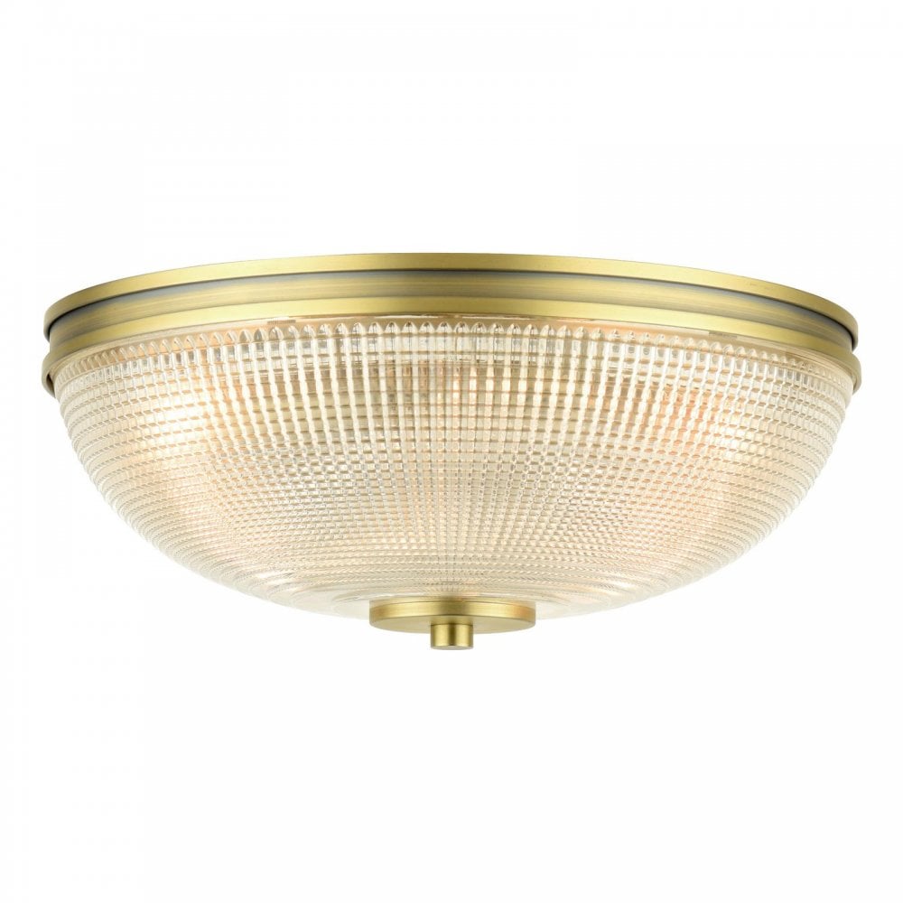 Lampada da soffitto per bagno Langdon Matt Ottone Antico & Vetro Testurizzato