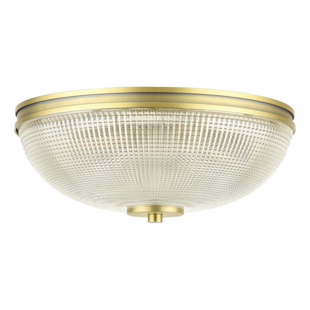 Lampada da soffitto per bagno Langdon Matt Ottone Antico & Vetro Testurizzato