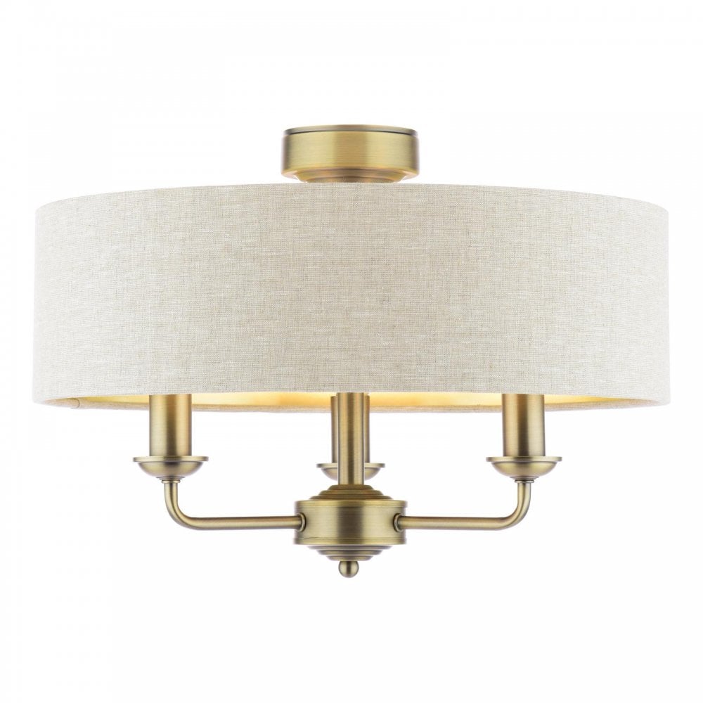 Sorrento Matt Ottone Antico Lampada Semi-Flush a 3 Luci