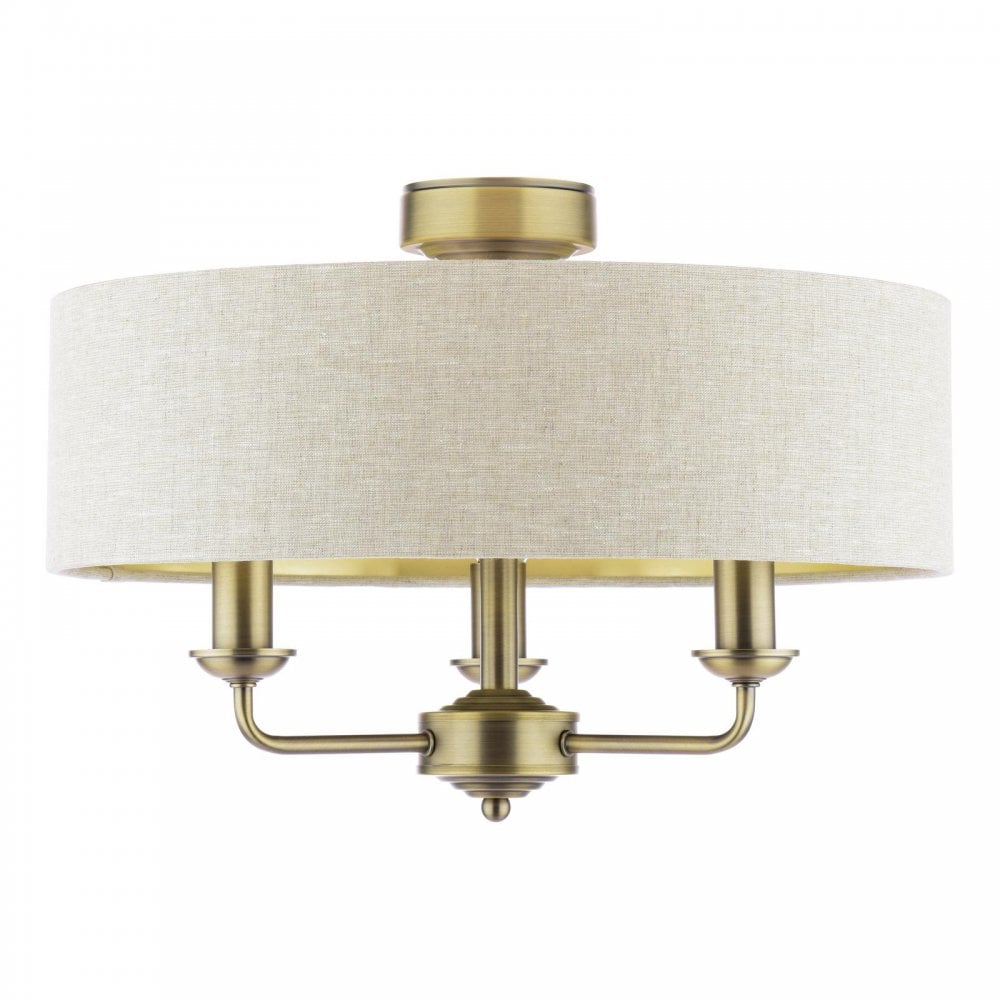 Sorrento Matt Ottone Antico Lampada Semi-Flush a 3 Luci