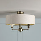 Sorrento Matt Ottone Antico Lampada Semi-Flush a 3 Luci
