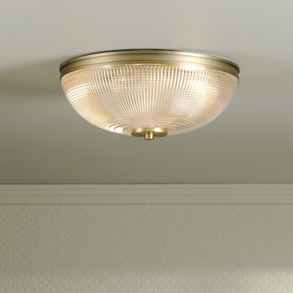 Lampada da soffitto per bagno Langdon Matt Ottone Antico & Vetro Testurizzato