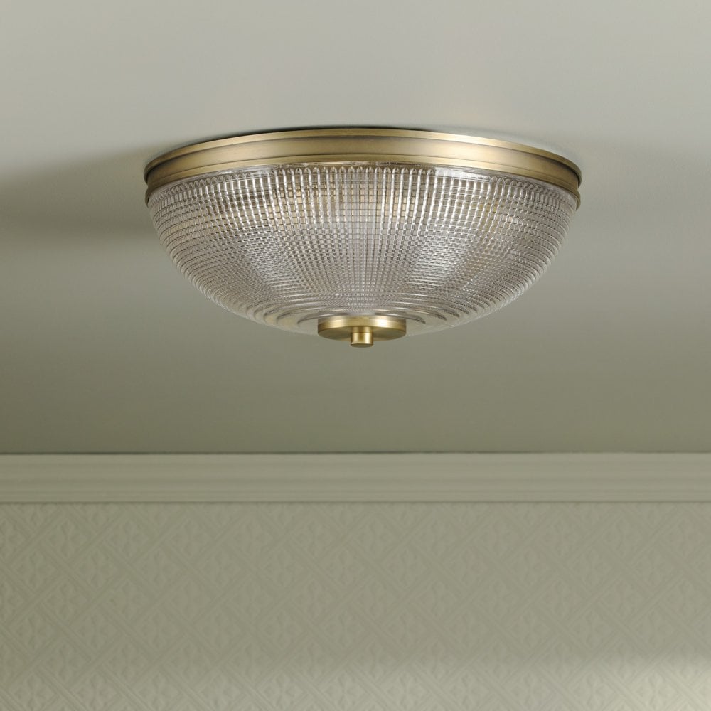 Lampada da soffitto per bagno Langdon Matt Ottone Antico & Vetro Testurizzato