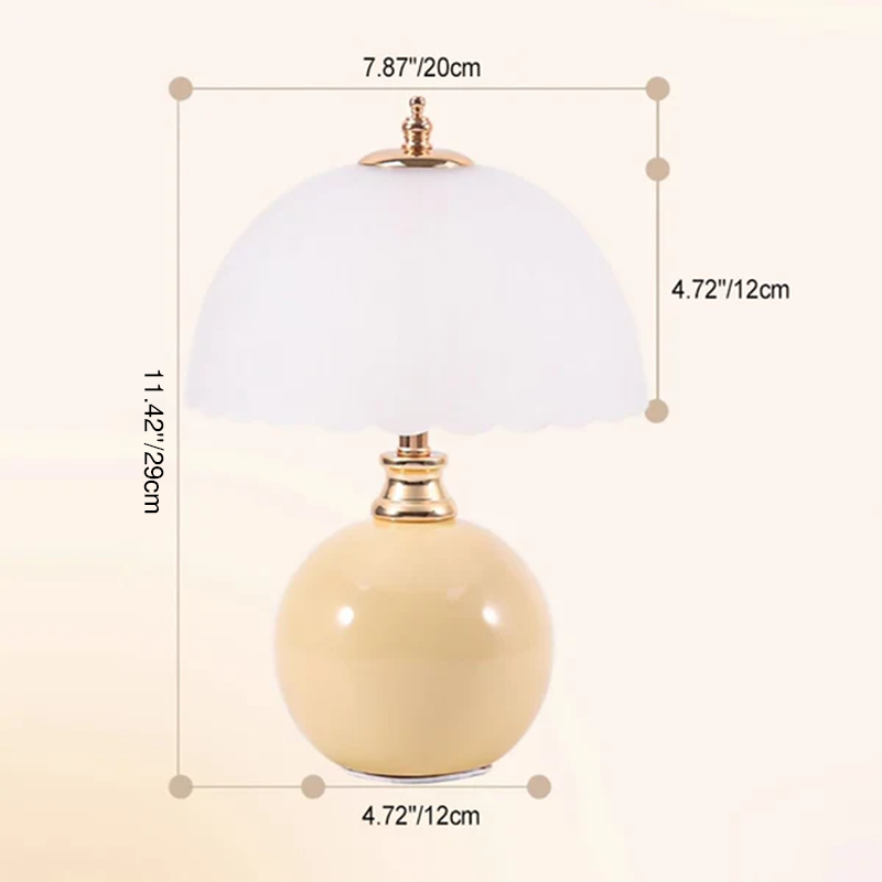 Lampada da Tavolo a 1 Luce con Base in Ceramica e Vetro a Forma di Globo Fiorito in Stile Nordico Contemporaneo per Camera da Letto