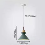 Lampadario Pendente Moderno in Legno di Quercia Nordico con Campana in Ferro per Soggiorno