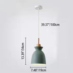 Lampadario Pendente Moderno in Legno di Quercia Nordico con Campana in Ferro per Soggiorno