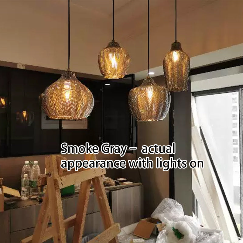 Lampada a Sospensione Barrel 1 Luce in Vetro Wave Testurizzato Nordico