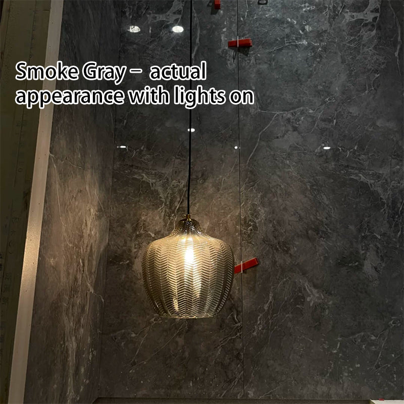 Lampada a Sospensione Barrel 1 Luce in Vetro Wave Testurizzato Nordico