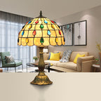 OpalGlow – Lampada da scrivania a ombrello con paralume a forma di conchiglia e gioielli a forma di goccia per un'illuminazione elegante