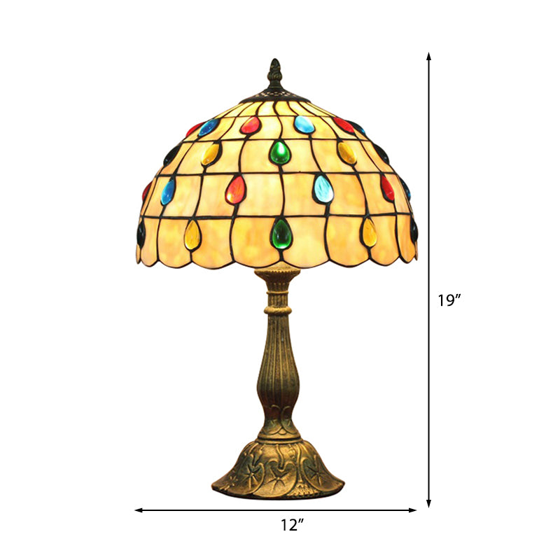 OpalGlow – Lampada da scrivania a ombrello con paralume a forma di conchiglia e gioielli a forma di goccia per un'illuminazione elegante