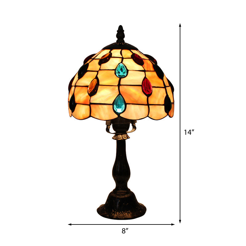 OpalGlow – Lampada da scrivania a ombrello con paralume a forma di conchiglia e gioielli a forma di goccia per un'illuminazione elegante