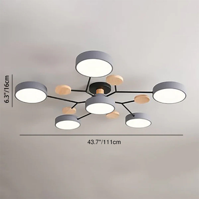 Lampada da soffitto LED semi-incassata con design a ramo di molecola rotonda scandinavo contemporaneo per il soggiorno