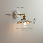 Applique da parete in ceramica vintage tradizionale rotonda in ottone con 1 luce per soggiorno