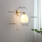 Applique da parete moderna nordica a strisce in vetro bianco ottone con cavo di trazione per camera da letto