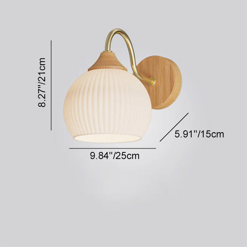 Applique da Parete Rotonda in Vetro e Ferro Striato Nordic Contemporaneo con 1 Luce per Soggiorno e Camera da Letto