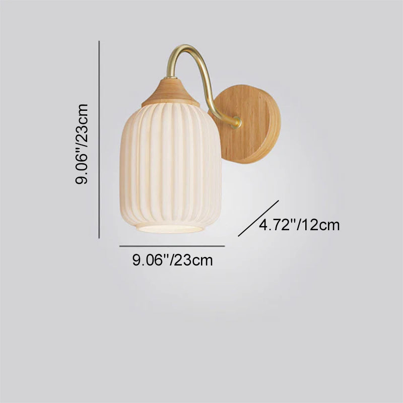 Applique da Parete Rotonda in Vetro e Ferro Striato Nordic Contemporaneo con 1 Luce per Soggiorno e Camera da Letto