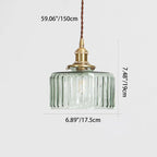 Lampada a Sospensione Tradizionale Giapponese in Ottone con Vetro, 1 Luce per Soggiorno