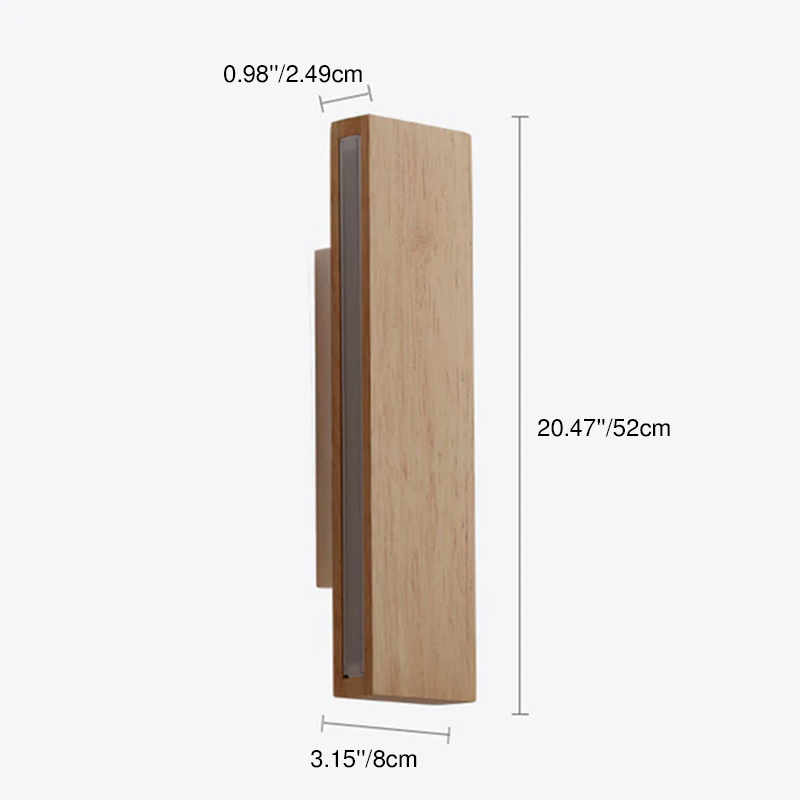 Applique da Parete Lampada LED Acrilico in Legno Massello Rettangolare Piatto Rotabile Nordico Contemporaneo