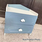 Comodino Quadrato MDF Creativo Contemporaneo per Bambini con 2 Cassetti per Camera da Letto