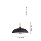 Lampada a sospensione a cupola in metallo e legno minimalista moderna con 1 luce per sala da pranzo e soggiorno