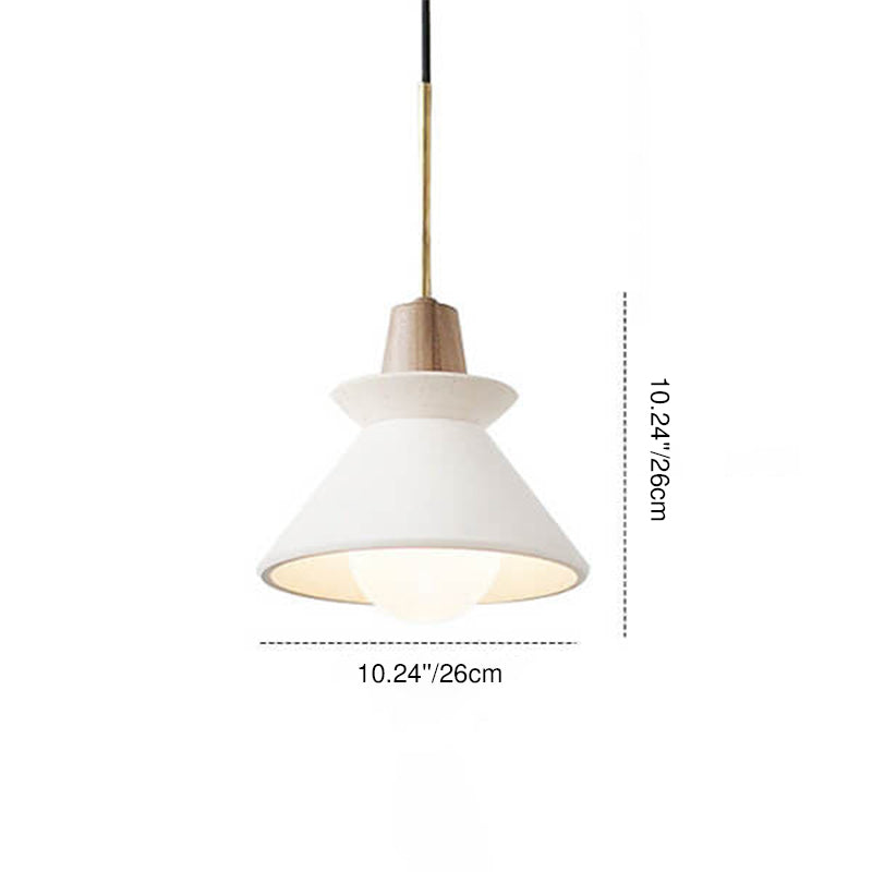 Luce a sospensione moderna minimalista in cemento bianco e legno di ferro con 1 lampadina per sala da pranzo