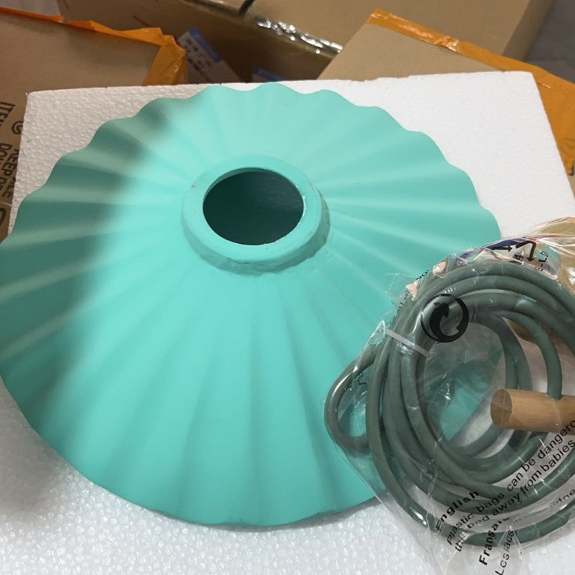 Lampada a sospensione moderna in cemento con paralume scallop a 1 luce per soggiorno