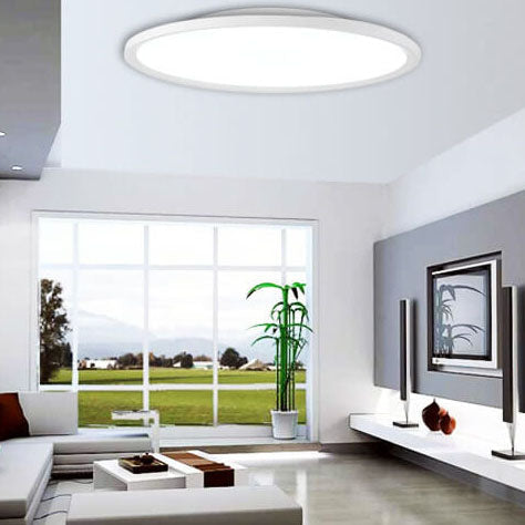 Lampada da soffitto LED a incasso con paralume rotondo in acrilico e alluminio, stile moderno minimalista per soggiorno