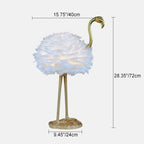Lampada da tavolo in metallo a forma di fenicottero con piume d'oca nordico contemporaneo, 1 luce per comodino