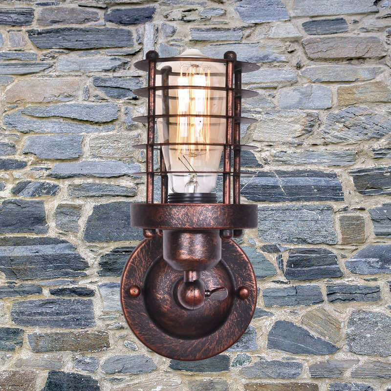 Applique da Parete in Ferro Battuto Industriale Retro del Nord con 1 Luce