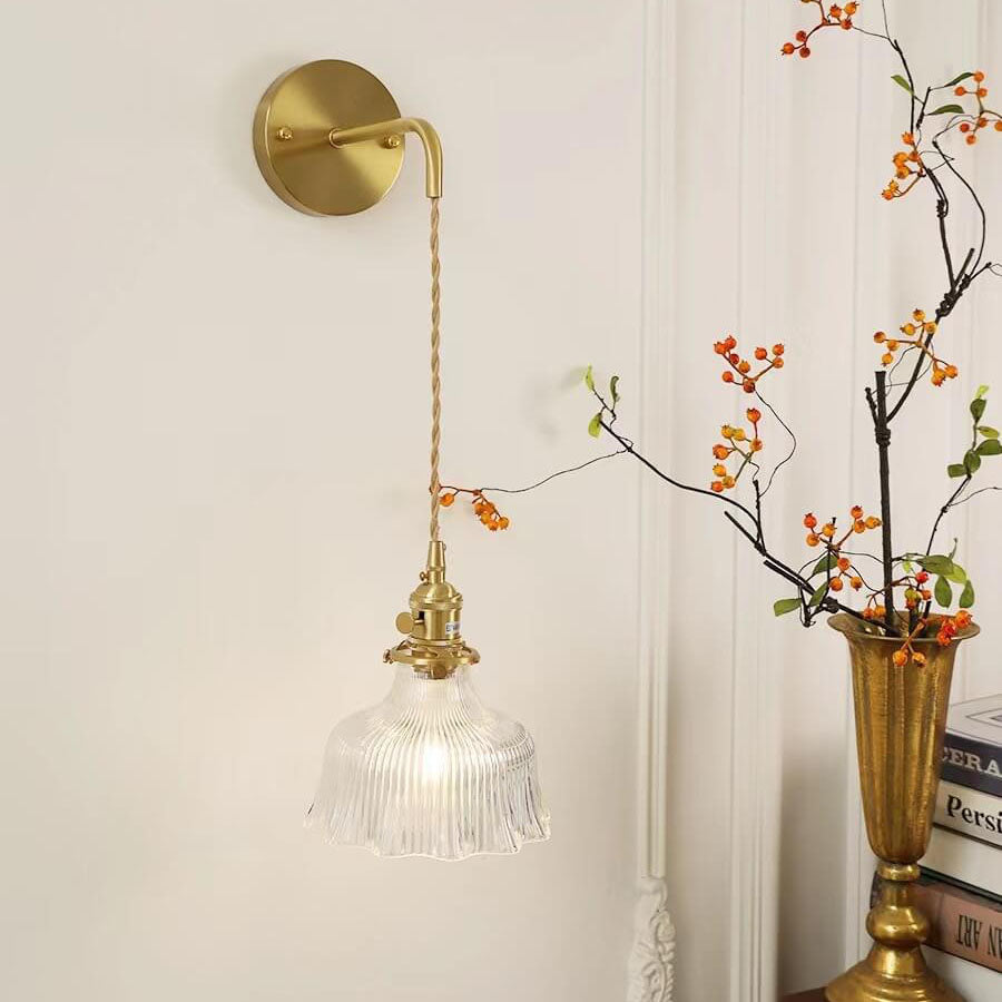 Applique da muro in vetro di rame con fiore minimalista moderno nordico a 1 luce