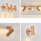 Faretto da soffitto minimalista giapponese in legno massello con 1/3/4 luci