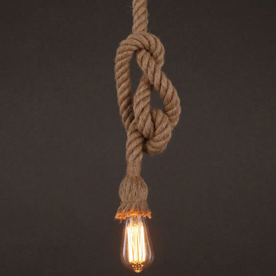 Lampada a Sospensione Contemporanea in Fune di Canapa Industriale 1/2 Luce per Soggiorno