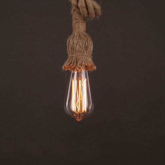 Lampada a Sospensione Contemporanea in Fune di Canapa Industriale 1/2 Luce per Soggiorno